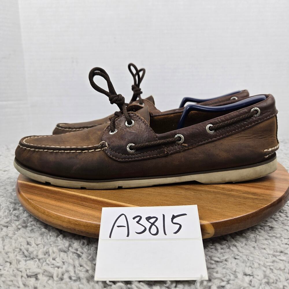 Sperry Top Sider Mens 12M Leeward 2-Eye Dark Brown Leather Lifestyle Boat Shoe